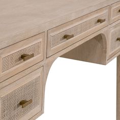 a wooden desk with two drawers and one drawer on the top, in front of a white background