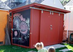 Cement Fence, Classroom Chalkboard, Magical School, Board Paint, Garden Houses, Tree House Kids, Tree House Designs, Backyard Sheds