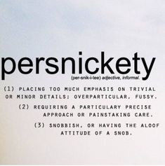 the words persnickety are written in black and white