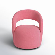 a pink chair sitting on top of a white floor