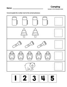 a worksheet with numbers and shapes to help students learn how to count the objects