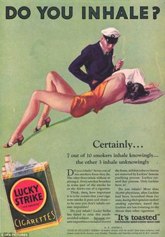 The glamorous cigarette adverts that disappeared in a puff of smoke | Daily Mail Online Funny Commercial Ads, Fabian Perez, Jack Vettriano, Robert Mcginnis, Pin Up Vintage, Funny Commercials, Gil Elvgren, Boris Vallejo, Commercial Ads