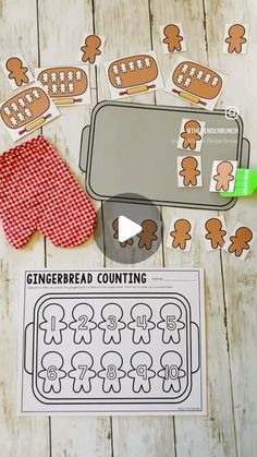 gingerbread counting game with paper cut outs