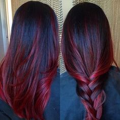 50 Striking Dark Red Hair Color Ideas — Bright Yet Elegant Check more at http://hairstylezz.com/best-dark-red-hair-color-ideas/ Shades Of Red Hair, Red Ombre Hair, Hair Shadow, Long Red Hair, Hair Healthy, Light Hair Color, Burgundy Hair