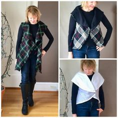 four pictures of different ways to wear a scarf