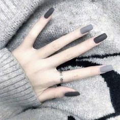 Brand New. Fake Nails Long, Grunge Nails, Coffin Press On Nails, Gray Nails, Artificial Nails, Nail Accessories, False Nails, Glue On Nails, Fake Nails