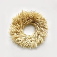 Blonde Wheat Wreath. Handmade to Order! This fresh wreath is simplistic, minimalistic, and beautiful! Suitable for indoor and outdoor use. Made with blonde wheat. (zoomed out image) Wheat Wreath, Summer Moments, Over The Door Hanger, Dried Wheat, Dried Wreath, Natural Wreath, Natural Blonde, Bountiful Harvest, Natural Blondes