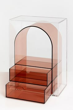 Add a modern artistic touch to your space with this two-tone mauve and clear acrylic organizer. Features two pull-out drawer compartments for organizing office supplies or vanity accessories. Non-slip rubber feet attached on the bottom. Mult-use organizer for desktop or vanity Two-tone mauve and clear acrylic 2 pull-out drawer compartment Rubber feet to keep from slipping Acrylic Console In Front Of Mirror, West Elm Acrylic Shelf, Modern Bathroom Shelves Acrylic, Glass Desk Organizer, Home Office Pink Accessories, Acrylic Beauty Storage, Acrylic Cabinet Storage, Acrylic Drawer Organizer Bathroom, Amazon Acrylic Organizer