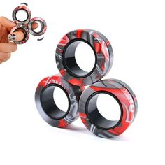 Addictive New Design Magnetic Rings.9Pcs colorful magnetic rings fidget toys are made with high quality plastic and safe material. Meet ASTM F963-16 toy safety standard and safety testing requirements, Round corner, No oil or maintenance needed. Light weight and easy to carry, rounded smooth surface can protect fingers from scratches. Anti-Stress Magnetic Spin Rings.You can get relief from anxiety and stress and find focus with magnetic fidget toys ideal for Autism, ADHD, or any busy fingers. Th Fidget Toys Adults, Fidget Toy, Spinner Rings, Fidget Spinner, Fidget Toys, Toy Sets, 9 And 10, Ideal Gift, Gifts For Kids