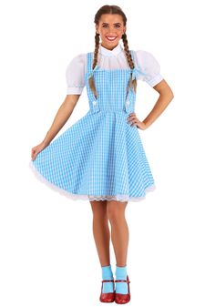 PRICES MAY VARY. Classic Dorothy Look: Step into the magical world of Oz with this Women's Dorothy Costume. The iconic blue and white gingham dress with attached petticoat and lace hem ruffle captures the timeless look of Dorothy Gale, perfect for Halloween, cosplay, or Wizard of Oz-themed events. Comfortable & Stylish: Crafted from 100% polyester, this dress is designed to be both comfortable and durable. The built-in petticoat adds volume, while the soft fabric ensures you stay comfortable whe Dorothy Costumes, Wizard Of Oz Dorothy Costume, Gingham Dress Outfit, Work Costumes, Wizard Of Oz Costumes, Dorothy Costume, Dorothy Wizard Of Oz, Wizard Of Oz Dorothy, Blue Gingham Dress