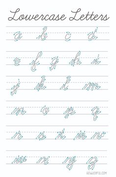 the lowercase letters are lined up and ready to be used in this handwriting practice