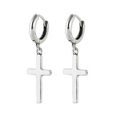 These sterling silver cross earrings are the perfect accessory for any outfit. This is especially true for Christians who recognize the significance of that cross. Whether you're dressing up for a special occasion or just want to express your love for Jesus Christ in your everyday look, these earrings are sure to win some compliments from fellow believers. Made from 925 sterling silver, these earrings feature a Christian cross design that is elegant yet simple. The earrings are also lightweight Silver Cross Earrings, Cross Stud Earrings, Earrings Cross, Cross Earrings Studs, Alloy Earrings, Christian Cross, Cross Earrings, Sterling Silver Cross, Silver Cross