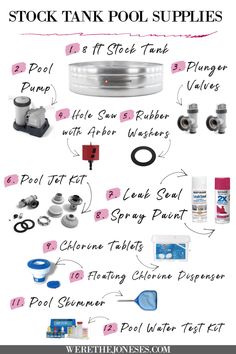 a poster with instructions on how to use the stock tank pool supplies