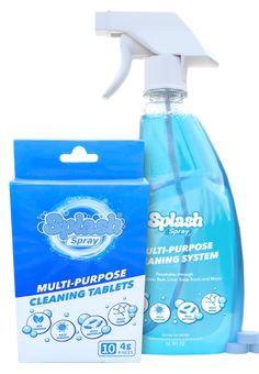 a bottle of multi purpose cleaning system next to a package of wipes and cleaner