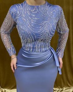 Beaded Satin Dress, Baju Party, Mermaid High, Evening Gowns With Sleeves, Lace Dress Design, Prom Dresses Long Mermaid, Dinner Dress Classy, Soiree Dress, Mermaid Prom Dress