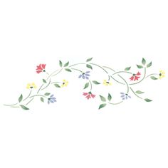 Small Delicate Floral Wall Stencil Border Flower Vine Painting Simple, Small Flower Stencil, Flower Vine Painting, Design For Painting, Vine Painting, Wall Stencil Border, Flower Wall Stencil, Chinoiserie Stencil, Floral Wall Stencil