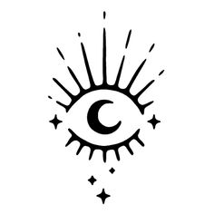 an eye with stars around it and the letter c in the middle is drawn by hand