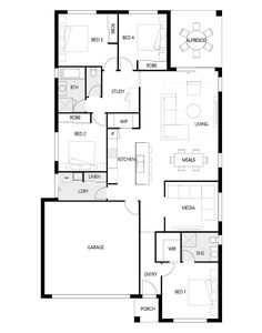 the floor plan for an apartment with three bedroom and two bathroom areas, including one living room