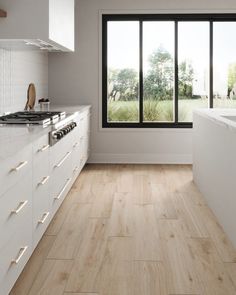 Preston 8x48 Birch Porcelain Plank Tile | Rich Wood Detail & Realism Small Kitchen Luxury, Tile Looks Like Wood, Luxury Small Kitchen, Studio Remodel, Porcelain Wood Tile, Kitchen Luxury, Matte Porcelain Tile, Kitchen Interior Design Decor, Luxury Kitchen Design