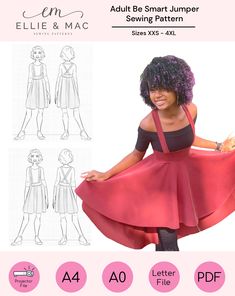 an adult female's dress and apron sewing pattern with instructions to make it easier for her