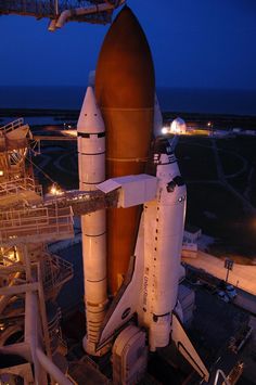 the space shuttle is being prepared for launch