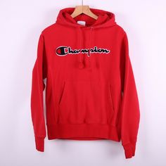 Hoodies Pattern, Champion Reverse Weave, Red Hoodie, Cuff Sleeves, Honduras, Graphic Sweatshirt, Weaving, Cuff, Signs