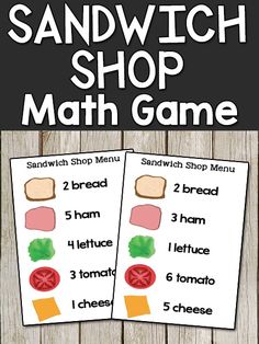 sandwich shop math game for kids to practice counting and matching the words in each word