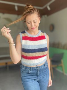 https://www.etsy.com/listing/1749229624/ Cropped Sweater Vest, Knit Cropped Sweater, Striped Sweater, Cropped Sweater, Stripe Sweater, Slow Fashion