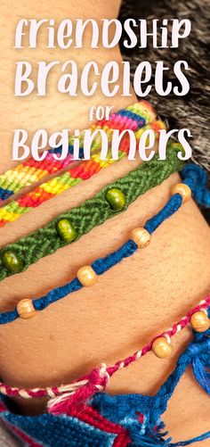 a close up of a person's legs wearing bracelets with beads on them