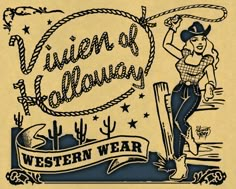 an old western poster with the words western wear