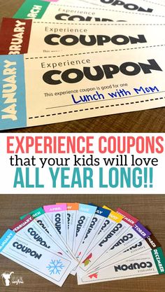 coupon coupons with text overlay that reads, experience coupons that your kids will love all year long