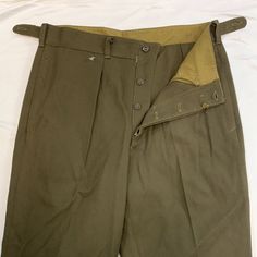 Vintage military Russia pants 1930-60s Size: W 32" L 30" Fitted Khaki Cargo Pants With Welt Pockets, Fitted Khaki Work Pants With Belt Loops, Military Style Long Pants For Work, Fitted Military Style Cotton Bottoms, Vintage Style Khaki Trousers, Vintage Khaki Cargo Pants For Work, Fitted Military Style Bottoms, Fitted Khaki Cargo Pants With Tapered Leg, Fitted Khaki Tapered Leg Cargo Pants