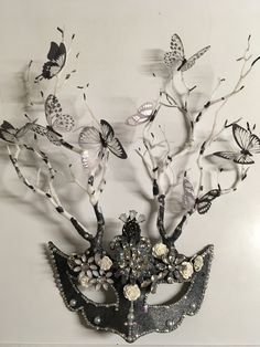 Fae Masquerade Mask, Moth Masquerade Mask, Custom Masquerade Mask, Deer Masquerade Mask, Masquerade Crown, Mascaras Aesthetic, Masquerade Mask Ideas, Masquerade Mask Aesthetic, Diy Party Mask