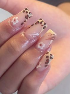 Nail Inspo Trendy Square, Simple Everyday Nails, First Day Of School Nails Acrylic, Punk Nails, Cute Simple Nails, Leopard Print Nails, Amazing Nails, Glamour Nails