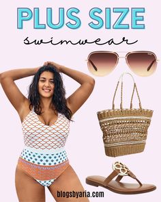 Summer swimwear one piece swimsuit plus size one piece swimsuit beach pool vacation flip flops sunnies affordable swimsuit summer style summer outfit summer vacation beach vacation beach bag pool bag curvy girl swimsuit plus size swimsuit #summerstyle #summerfashion Follow my shop @BlogsbyAria on the @shop.LTK app to shop this post and get my exclusive app-only content! #liketkit #LTKsalealert #LTKshoecrush #LTKstyletip #LTKunder50 #LTKunder100 #LTKswim #LTKcurves #LTKSeasonal @shop.ltk Modern Glam Farmhouse, One Piece Swimsuit Plus Size, Plus Size One Piece