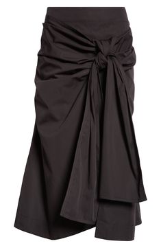 The Italian fashion house's timeless sophistication shines through the artfully knotted bow cascading down the front of this ruched cotton-poplin midi skirt. 26 1/2" to 30" length (size 36 IT) Unlined 100% cotton Dry clean Made in Italy Designer Clothing Bottega Veneta 2024, Bottega Veneta Runway, Bottega Veneta Fashion, Fw 2024, Dream Wishlist, Poplin Skirt, Silver Core, Dark Fashion, Off Black