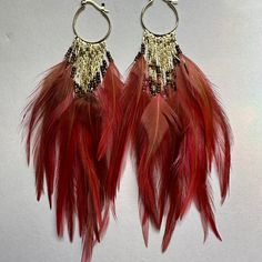 Unique And Luxurious, These Dusty Pink Feather Earrings Are A Conversation Piece! Boho Fringe, Pink Feathers, Jewelry Boho, Feather Earrings, Earrings Color, Conversation Piece, Dusty Pink, Boho Jewelry, Jewelry Earrings