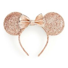 DISNEY'S Minnie Mouse Juniors' Gold Glitter Ears Headband ~NWT ~FREE SHIP. Condition is New with tags. This eye-catching headband features the iconic ears of Disney's Minnie Mouse in a metallic rose gold glittery color making for a unique, special and fun accessory. PRODUCT DETAILS: Flexible band for super fit and comfort. Headband is lined in soft ribbon and covered all-over with glitter. Frame length measured curve approx. 14". Height 7.75", Width 10". Metallic bow: 4.5". Ships with USPS. Disney World Outfits, Mouse Dress, Glitter Frame, Minnie Mouse Dress, Mickey Mouse Ears, Ears Headband, Rose Gold Glitter, Ear Headbands, Mouse Ears