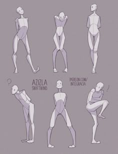 the different poses and body shapes for an animation character