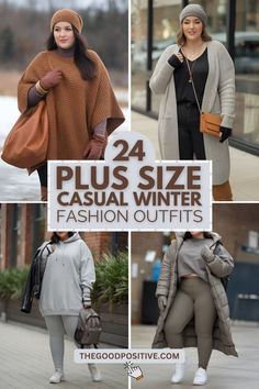 Comfy & Stylish: 24 Plus Size Winter Outfits for Curvy Queens! 🌨️ From cozy sweaters to cute layered looks, these casual outfits will have you feeling fabulous all season. Click to discover 24 chic and comfy fashion ideas for winter. Perfect for curvy and chubby beauties! Size 16 Casual Outfits, 2024 Fall Plus Size Outfits, Winter Fashion Outfits For Plus Size, Plus Casual Winter Outfits, Pear Shape Winter Outfits Plus Size, Comfy But Stylish Outfits Plus Size, Plus Size Europe Travel Outfits Winter, Plus Size Outfits 2024 Fall, Neutral Color Outfits Plus Size