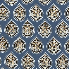 an ornate blue background with white and brown designs on it stock photo - 55798