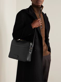 TOM FORD's messenger bag makes a quiet yet stylish statement. It's made from full-grain leather and has handy external pockets for storing small items. You can expect the hide to get more supple with age. Men Messenger Bag, Luxury Classic Men's Satchel, Men Bag Photoshoot, Luxury Black Men's Satchel, Luxury Bag Men, Tom Ford Briefcase, Luxury Functional Men's Shoulder Bag, Luxury Large Capacity Men's Shoulder Bag, Coach Messenger Bag