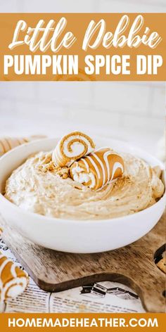 a white bowl filled with pumpkin spice dip