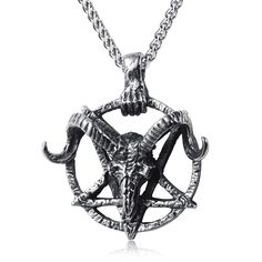 Satanism Necklace, Demon Necklace, Satanic Necklace, Satanic Goth, Satanic Jewelry, Sigil Of Lucifer, Pentagram Jewelry, Inverted Pentagram, Goat Head