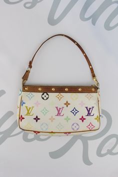 Louis Vuitton White Multi Color Shoulder Bag Mini Louis Vuitton Mini Purse, Multicolor Monogram Canvas Shoulder Bag, Louis Vuitton Small Shoulder Bag, White Bag Louis Vuitton, Louis Vuitton Vintage Bag, Louis Vuitton Flats, Louis Vuitton Pastel Bag, Louis Vuitton Murakami, Designer Bags Louis Vuitton