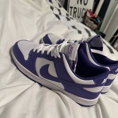 Brand New Nike Dunks, Worn Once, Very Well Kept, No Scratches No Dirt. Dunks Purple, Purple Nike Shoes, Low Dunks, Purple Nikes, Shoe Inspo, Cute Nikes, Nike Dunk Low, Dream Clothes, Nike Dunk