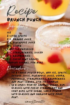 a recipe for a brunch punch with strawberries