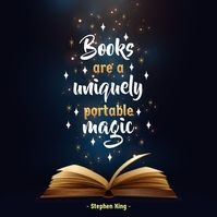 an open book with the words books are a uniquely portable magic