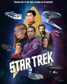 the poster for star trek starring actors from various countries and their respective starships