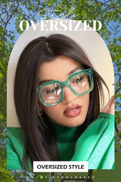 2022|Women glasses,Women glasses outfit,vintage,stylish,cat eye glasses,color sunglasses,2022 fashion trends,square glasses,big frame,blue light glasses,prescription glasses,oversized,green glasses,oversized style frame Big Square Glasses, Sunglasses 2022, Glasses Outfit, 2022 Fashion Trends, Color Sunglasses, Glasses Prescription, Green Glasses, Cat Eye Eyeglasses, Glasses Fit